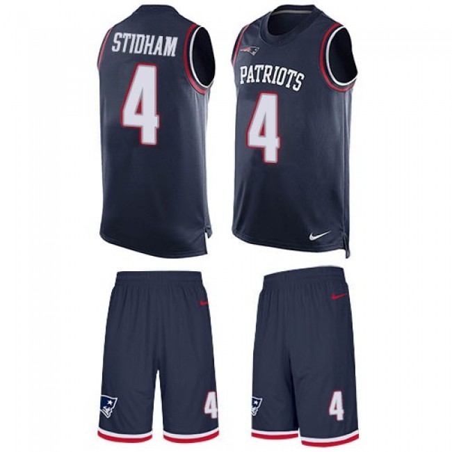 Nike Patriots #4 Jarrett Stidham Navy Blue Team Color Men's Stitched NFL Limited Tank Top Suit Jersey
