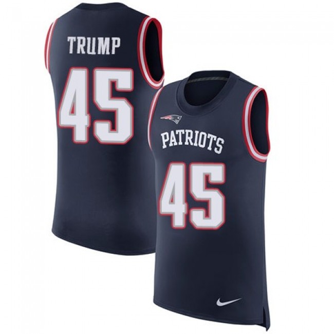Nike Patriots #45 Donald Trump Navy Blue Team Color Men's Stitched NFL Limited Rush Tank Top Jersey