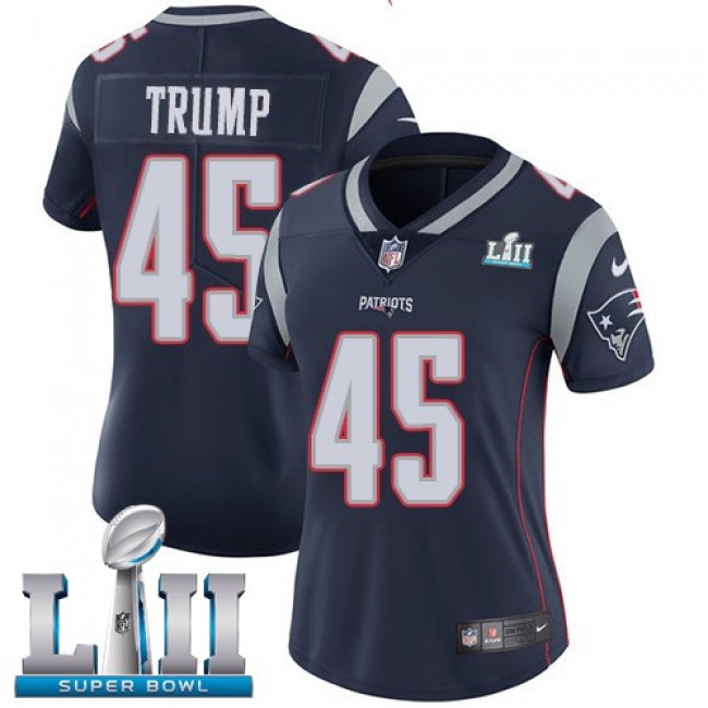 Women's Patriots #45 Donald Trump Navy Blue Team Color Super Bowl LII Stitched NFL Vapor Untouchable Limited Jersey