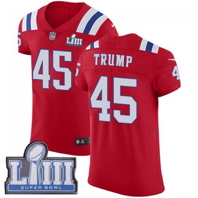 Nike Patriots #45 Donald Trump Red Alternate Super Bowl LIII Bound Men's Stitched NFL Vapor Untouchable Elite Jersey