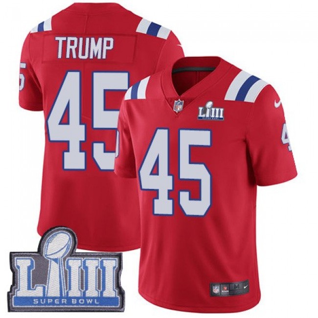 Nike Patriots #45 Donald Trump Red Alternate Super Bowl LIII Bound Men's Stitched NFL Vapor Untouchable Limited Jersey