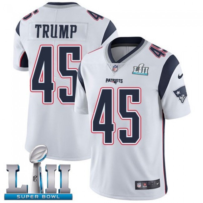 New England Patriots #45 Donald Trump White Super Bowl LII Youth Stitched NFL Vapor Untouchable Limited Jersey