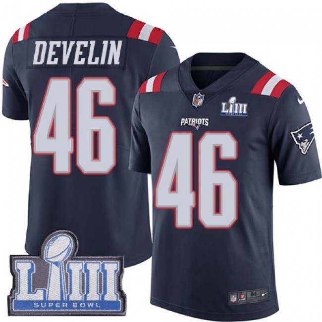 Nike Patriots #46 James Develin Navy Blue Super Bowl LIII Bound Men's Stitched NFL Limited Rush Jersey