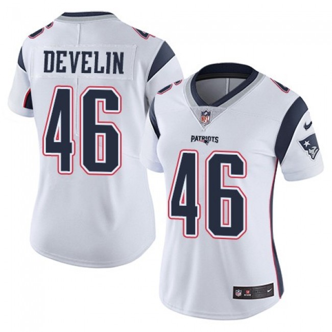 Women's Patriots #46 James Develin White Stitched NFL Vapor Untouchable Limited Jersey