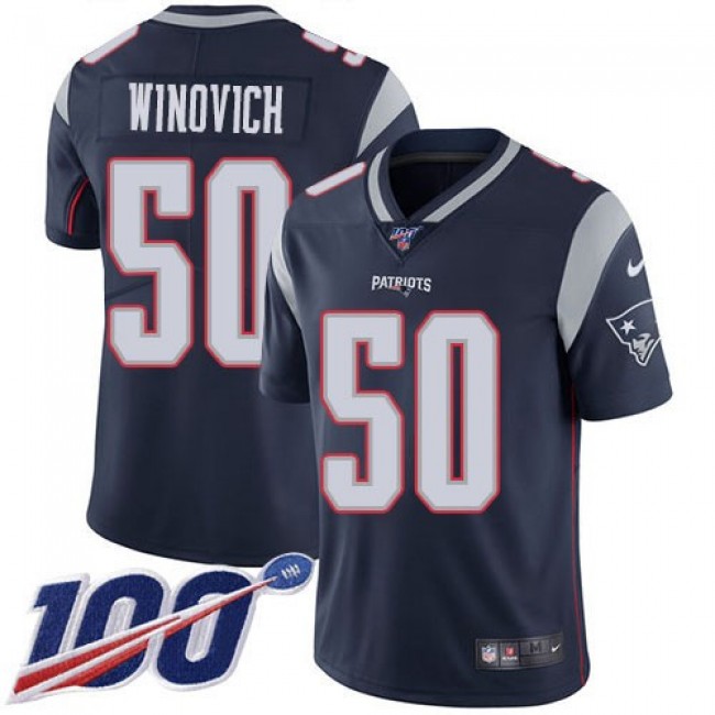 Nike Patriots #50 Chase Winovich Navy Blue Team Color Men's Stitched NFL 100th Season Vapor Limited Jersey