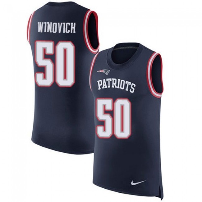 Nike Patriots #50 Chase Winovich Navy Blue Team Color Men's Stitched NFL Limited Rush Tank Top Jersey