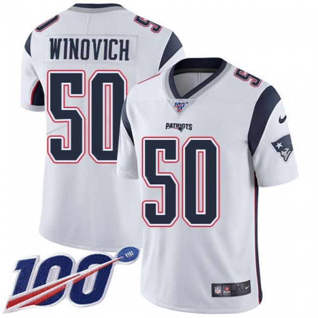 Nike Patriots #50 Chase Winovich White Men's Stitched NFL 100th Season Vapor Limited Jersey