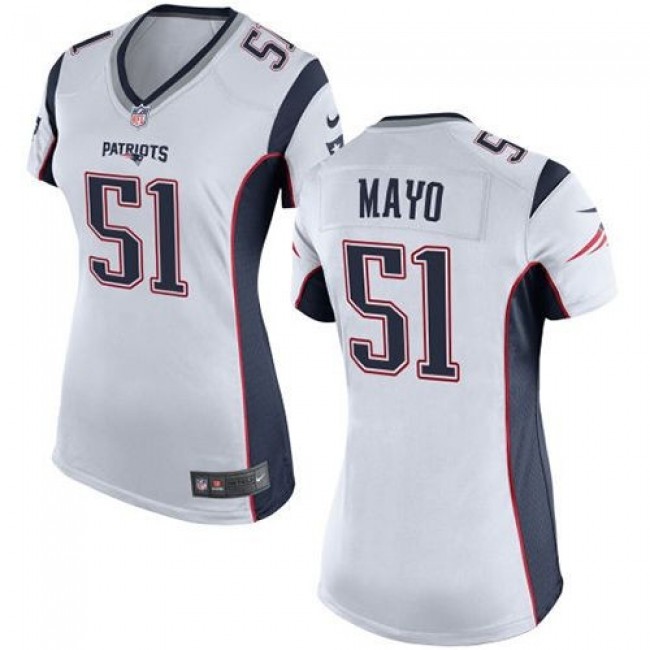 Women's Patriots #51 Jerod Mayo White Stitched NFL New Elite Jersey