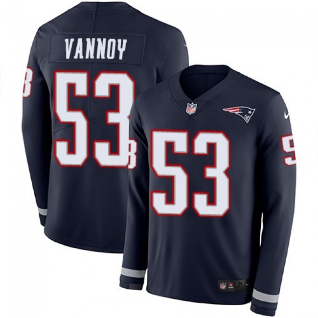 Nike Patriots #53 Kyle Van Noy Navy Blue Team Color Men's Stitched NFL Limited Therma Long Sleeve Jersey