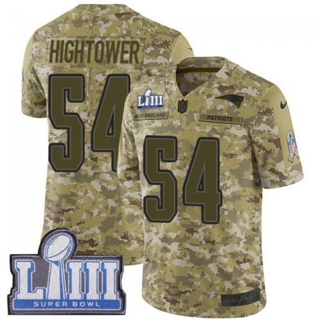 Nike Patriots #54 Dont'a Hightower Camo Super Bowl LIII Bound Men's Stitched NFL Limited 2018 Salute To Service Jersey