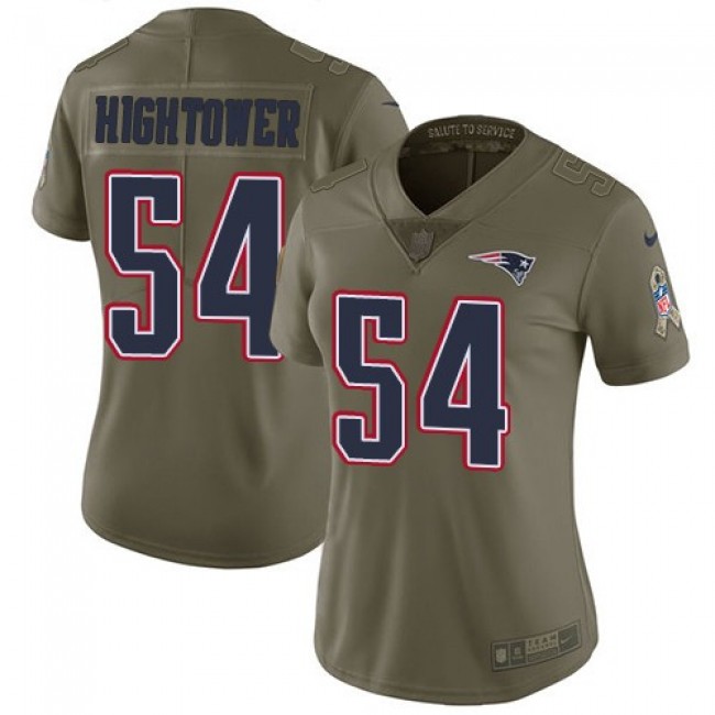 Women's Patriots #54 Dont'a Hightower Olive Stitched NFL Limited 2017 Salute to Service Jersey