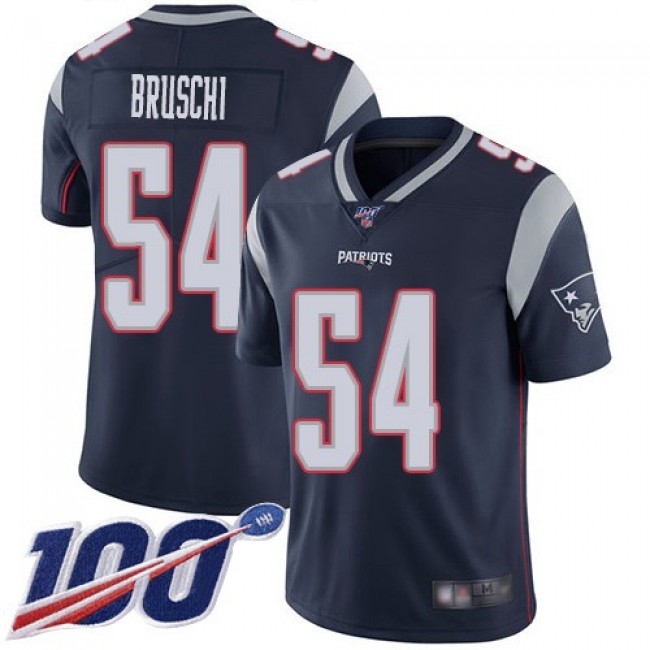 Nike Patriots #54 Tedy Bruschi Navy Blue Team Color Men's Stitched NFL 100th Season Vapor Limited Jersey