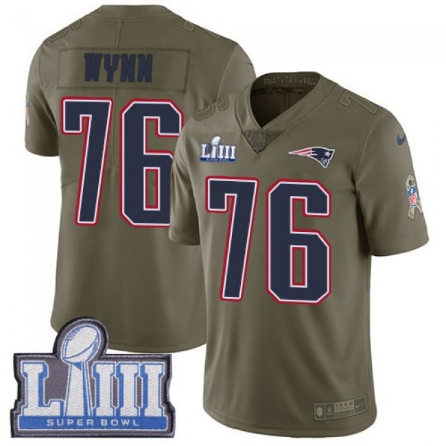 Nike Patriots #76 Isaiah Wynn Olive Super Bowl LIII Bound Men's Stitched NFL Limited 2017 Salute To Service Jersey