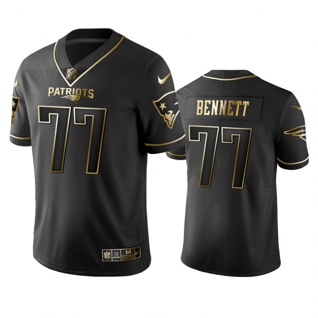 Nike Patriots #77 Michael Bennett Black Golden Limited Edition Stitched NFL Jersey