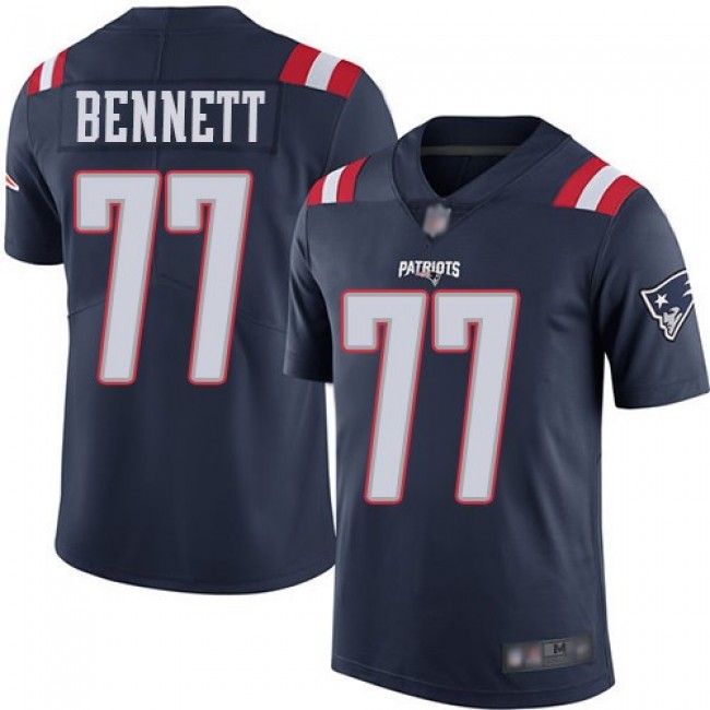 Nike Patriots #77 Michael Bennett Navy Blue Men's Stitched NFL Limited Rush Jersey