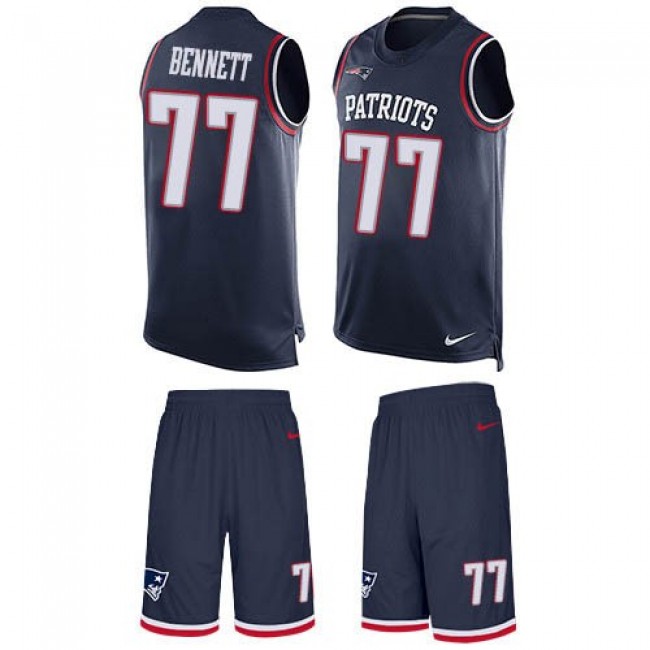 Nike Patriots #77 Michael Bennett Navy Blue Team Color Men's Stitched NFL Limited Tank Top Suit Jersey