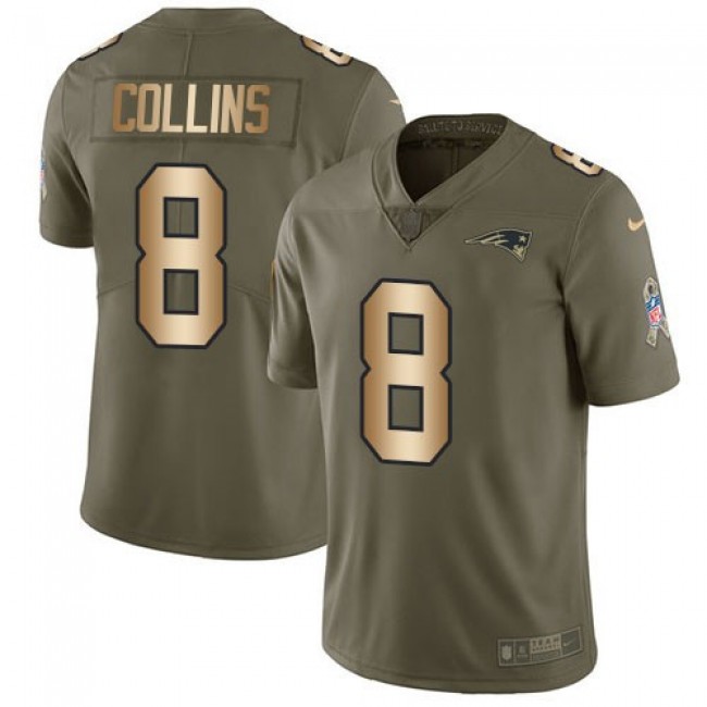 Nike Patriots #8 Jamie Collins Sr Olive/Gold Men's Stitched NFL Limited 2017 Salute To Service Jersey