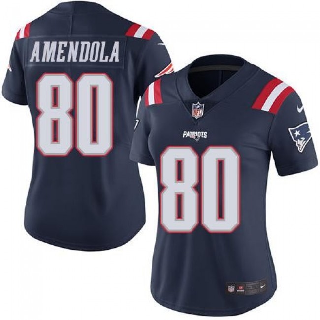 Women's Patriots #80 Danny Amendola Navy Blue Stitched NFL Limited Rush Jersey