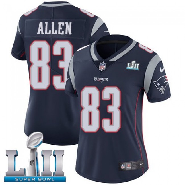 Women's Patriots #83 Dwayne Allen Navy Blue Team Color Super Bowl LII Stitched NFL Vapor Untouchable Limited Jersey