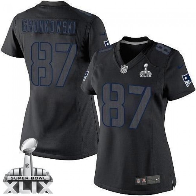 Women's Patriots #87 Rob Gronkowski Black Impact Super Bowl XLIX Stitched NFL Limited Jersey