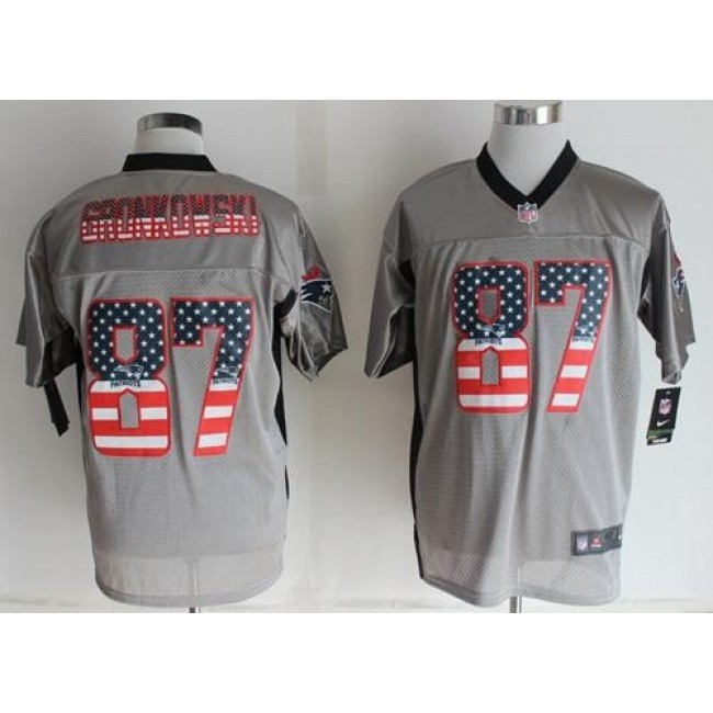 Nike Patriots #87 Rob Gronkowski Grey Men's Stitched NFL Elite USA Flag Fashion Jersey