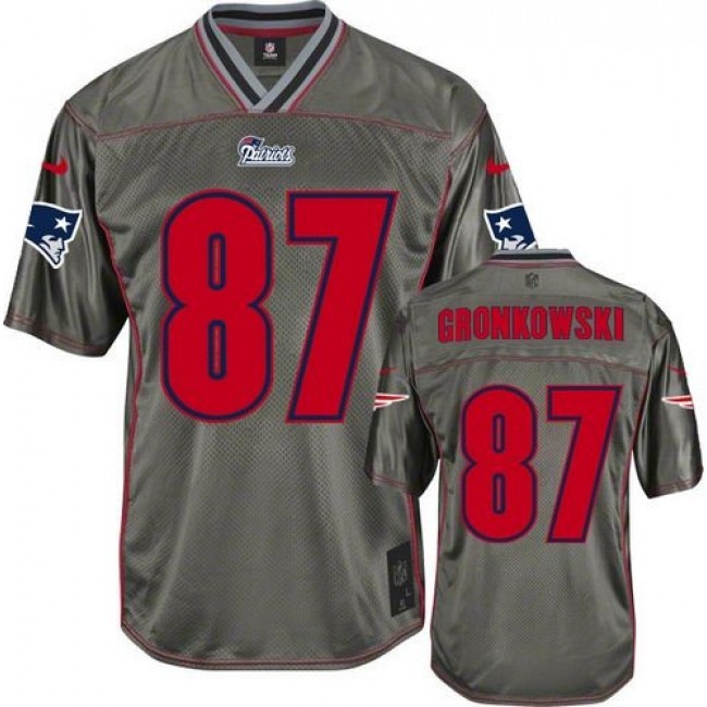 Nike Patriots #87 Rob Gronkowski Grey Men's Stitched NFL Elite Vapor Jersey