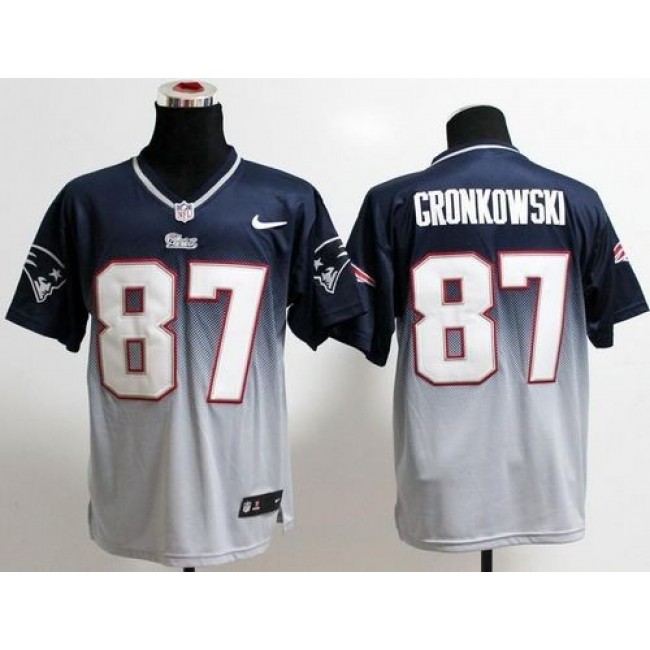 Nike Patriots #87 Rob Gronkowski Navy Blue/Grey Men's Stitched NFL Elite Fadeaway Fashion Jersey