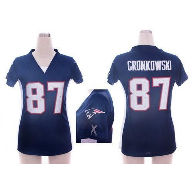 Women's Patriots #87 Rob Gronkowski Navy Blue Team Color Draft Him Name Number Top Stitched NFL Elite Jersey