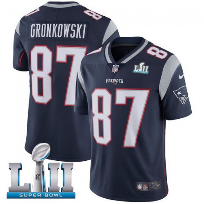 New England Patriots #87 Rob Gronkowski Navy Blue Team Color Super Bowl LII Youth Stitched NFL Vapor Untouchable Limited Jersey