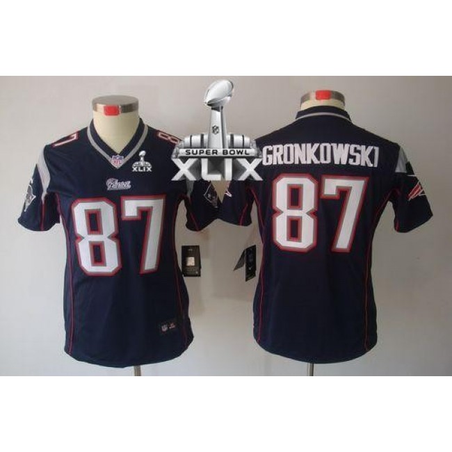 Women's Patriots #87 Rob Gronkowski Navy Blue Team Color Super Bowl XLIX Stitched NFL Limited Jersey