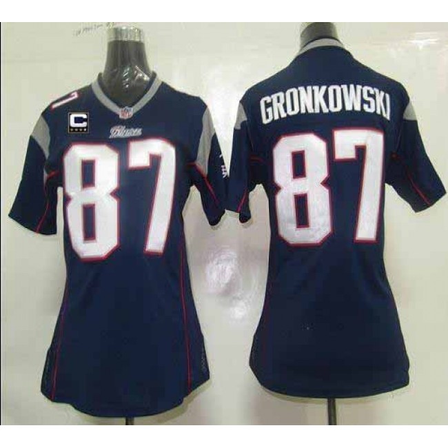 Women's Patriots #87 Rob Gronkowski Navy Blue Team Color With C Patch Stitched NFL Elite Jersey