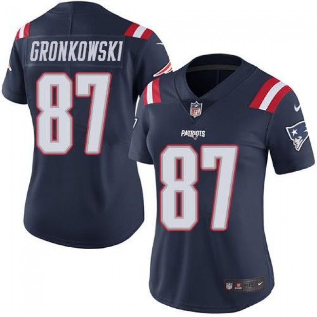 Women's Patriots #87 Rob Gronkowski Navy Blue Stitched NFL Limited Rush Jersey