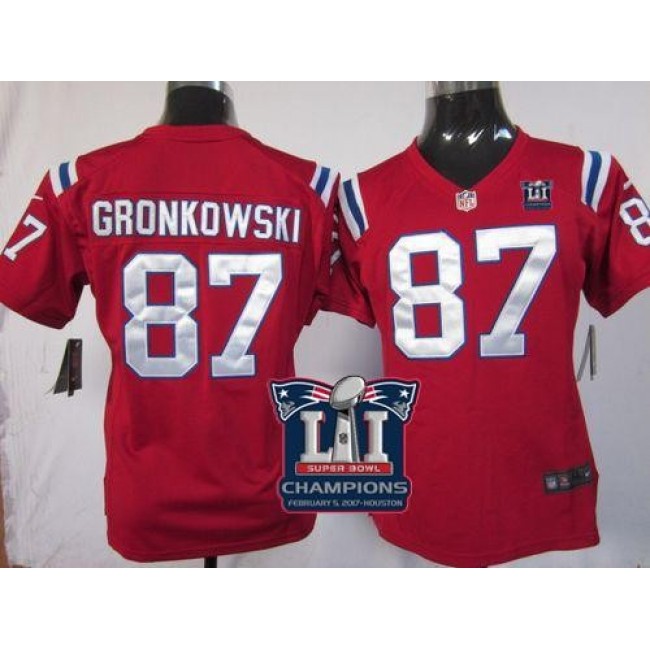 Women's Patriots #87 Rob Gronkowski Red Alternate Super Bowl LI Champions Stitched NFL Elite Jersey
