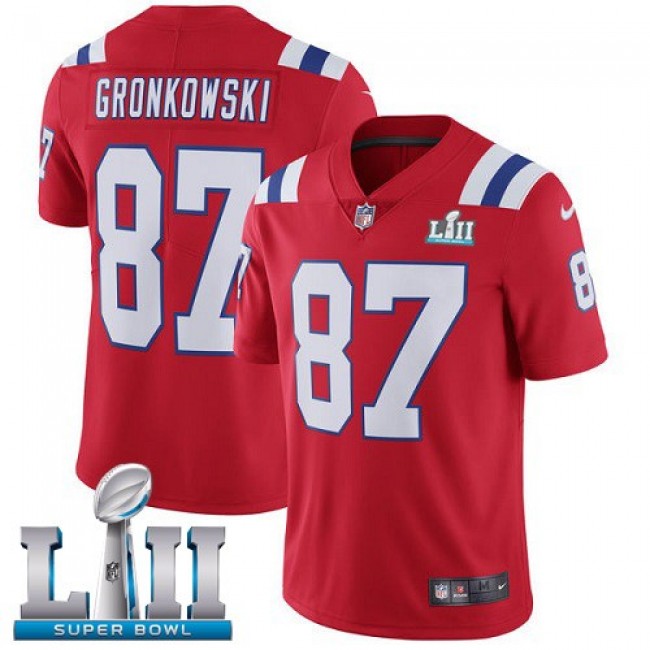 New England Patriots #87 Rob Gronkowski Red Alternate Super Bowl LII Youth Stitched NFL Vapor Untouchable Limited Jersey
