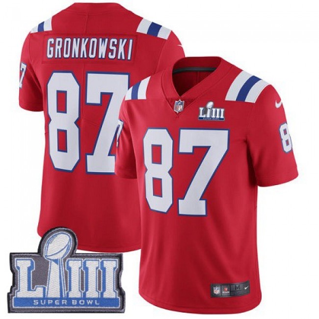 Nike Patriots #87 Rob Gronkowski Red Alternate Super Bowl LIII Bound Men's Stitched NFL Vapor Untouchable Limited Jersey