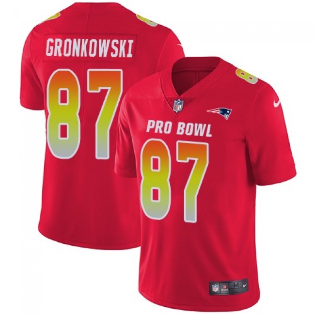 Women's Patriots #87 Rob Gronkowski Red Stitched NFL Limited AFC 2018 Pro Bowl Jersey