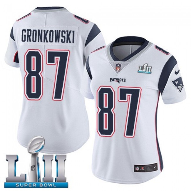 Women's Patriots #87 Rob Gronkowski White Super Bowl LII Stitched NFL Vapor Untouchable Limited Jersey