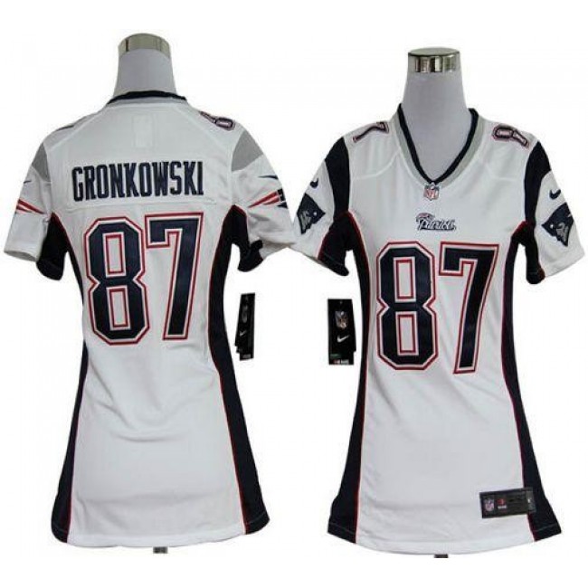 Women's Patriots #87 Rob Gronkowski White Stitched NFL Elite Jersey