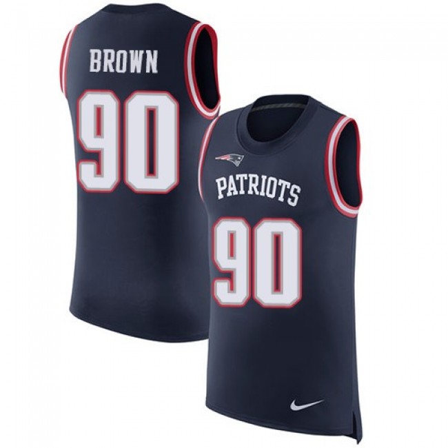 Nike Patriots #90 Malcom Brown Navy Blue Team Color Men's Stitched NFL Limited Rush Tank Top Jersey