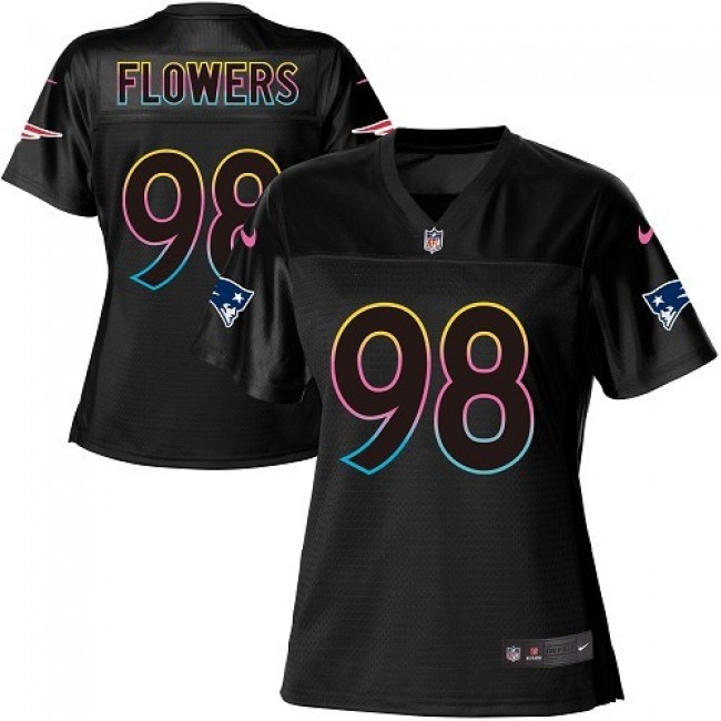 Women's Patriots #98 Trey Flowers Black NFL Game Jersey