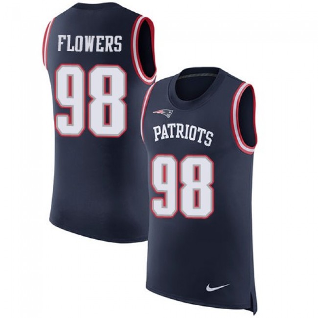 Nike Patriots #98 Trey Flowers Navy Blue Team Color Men's Stitched NFL Limited Rush Tank Top Jersey