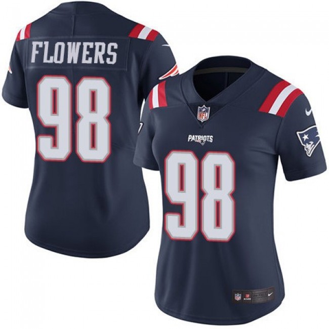 Women's Patriots #98 Trey Flowers Navy Blue Stitched NFL Limited Rush Jersey