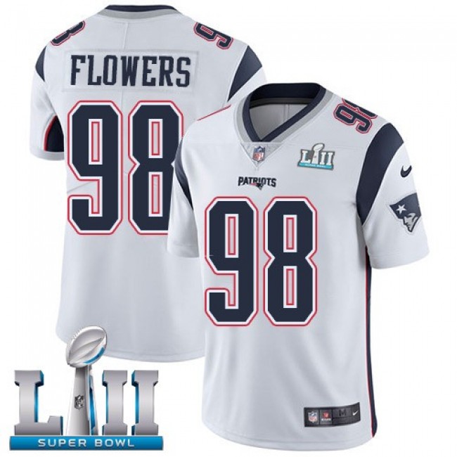 New England Patriots #98 Trey Flowers White Super Bowl LII Youth Stitched NFL Vapor Untouchable Limited Jersey