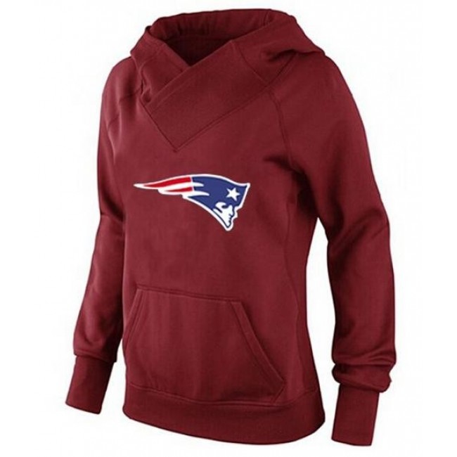 Women's New England Patriots Logo Pullover Hoodie Red Jersey