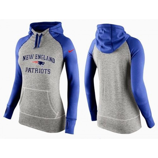 Women's New England Patriots Hoodie Grey Blue Jersey
