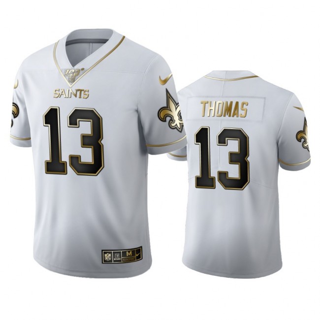 New Orleans Saints #13 Michael Thomas Men's Nike White Golden Edition Vapor Limited NFL 100 Jersey