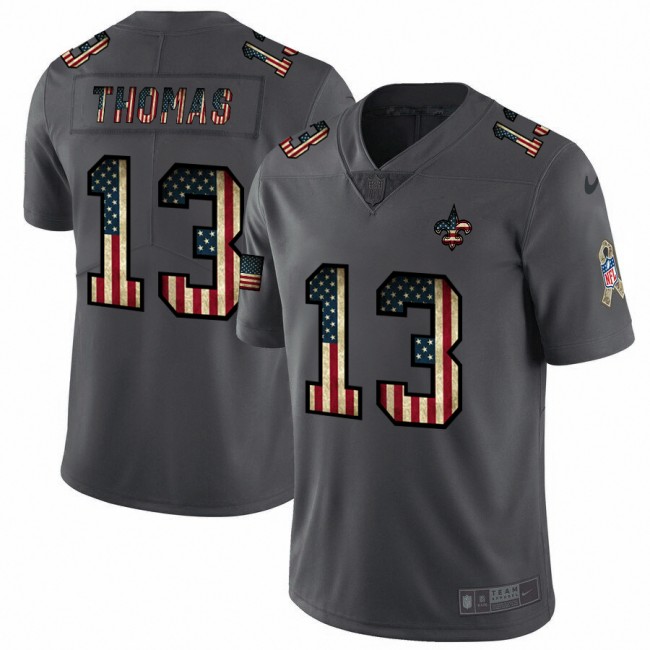 New Orleans Saints #13 Michael Thomas Nike 2018 Salute to Service Retro USA Flag Limited NFL Jersey