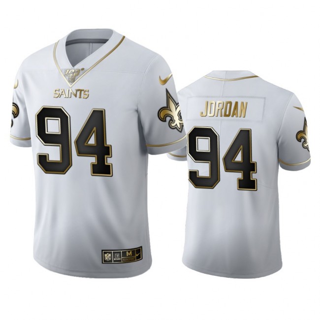New Orleans Saints #94 Cameron Jordan Men's Nike White Golden Edition Vapor Limited NFL 100 Jersey