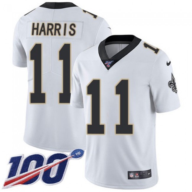 Nike Saints #11 Deonte Harris White Men's Stitched NFL 100th Season Vapor Untouchable Limited Jersey