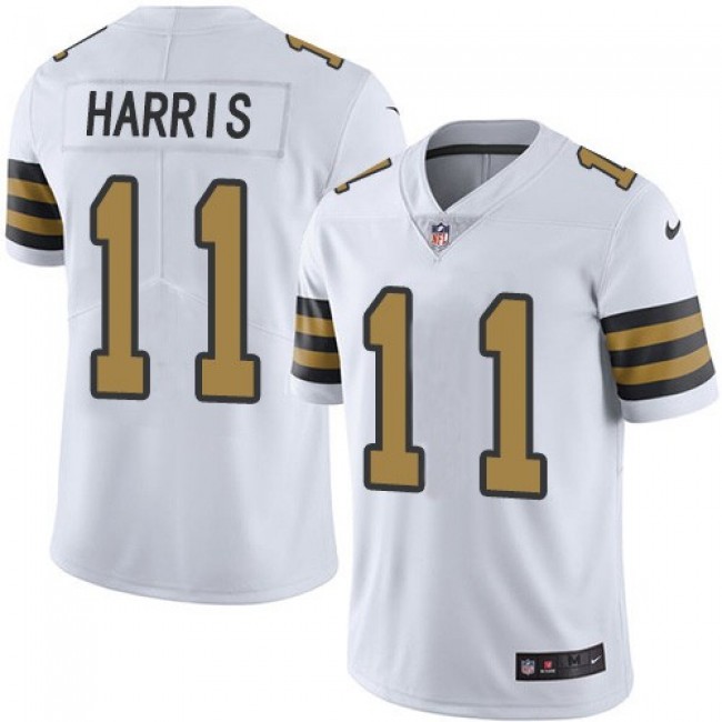 Nike Saints #11 Deonte Harris White Men's Stitched NFL Limited Rush Jersey